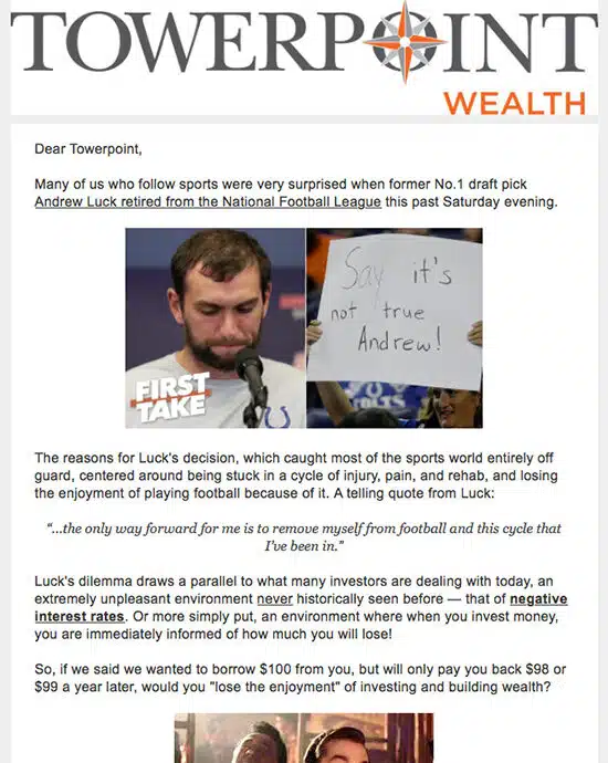 Are We Stuck Like Andrew Luck Towerpoint Wealth Sacramento Financial Advisor August 30, 2019
