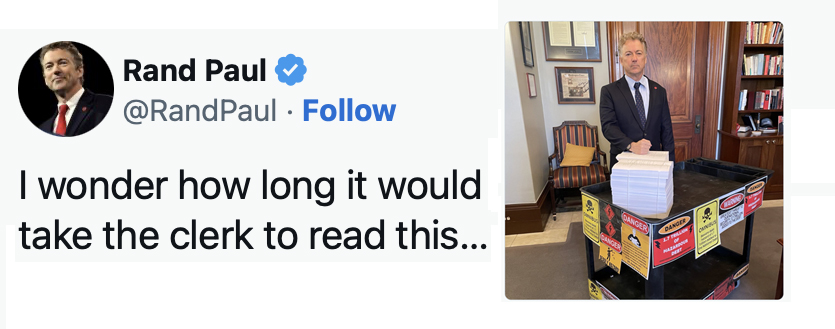 Tweet from Senator Rand Paul