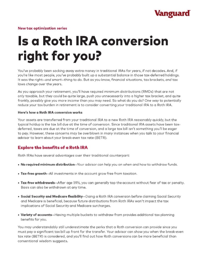 Is a Roth IRA Conversion Right For You Vanguard