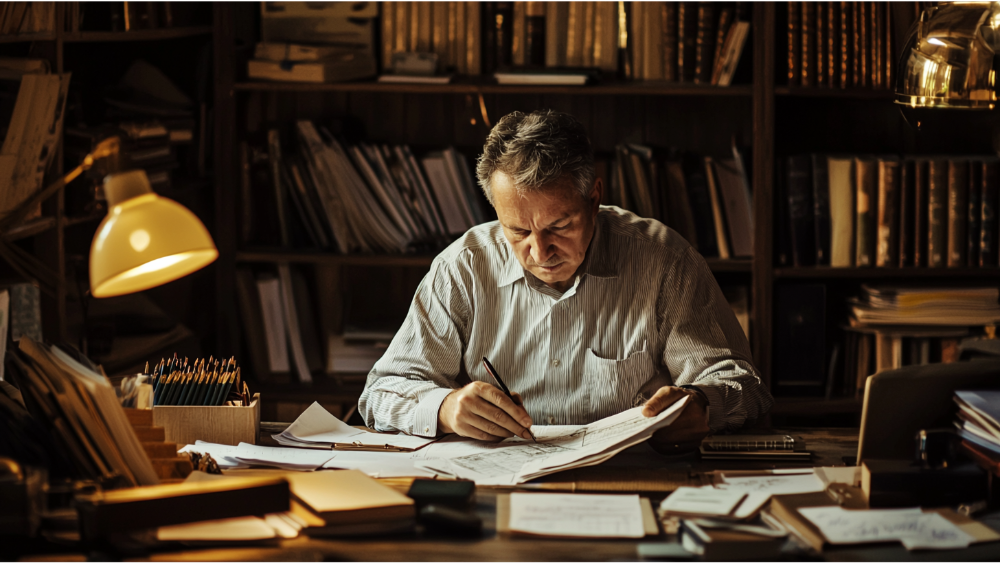 An older man doing his own financial planning